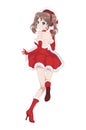 Anime manga girl dressed in Santa Claus costume Royalty Free Stock Photo