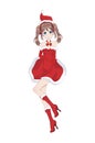 Anime manga girl dressed in Santa Claus costume Royalty Free Stock Photo