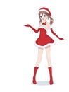 Anime manga girl dressed in Santa Claus costume Royalty Free Stock Photo