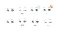 Anime manga girl expressions eyes set. Japanese cartoon style Royalty Free Stock Photo