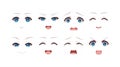 Anime manga girl expressions eyes set. Japanese cartoon style