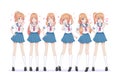 Anime manga schoolgirls in sailor send air kisses