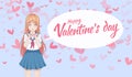 Anime manga schoolgirls in sailor send air kisses