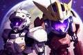 anime robot battle in space. Generative AI, Generative, AI