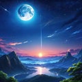 Anime sky art wallpaper Fantasy sky with beautiful star Star falls with beautiful Starry Beautiful starry night with