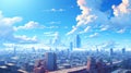 Anime style cityscape. Neural network AI generated