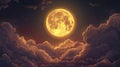 Anime style illustration of full moon Royalty Free Stock Photo