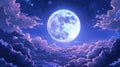 Anime style illustration of full moon Royalty Free Stock Photo