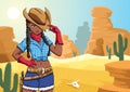 Black Anime Cowgirl in Desert