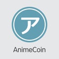 Animecoin Crypto Currency - Vector Pictogram Symbol.