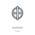 Animism icon. Thin linear animism outline icon isolated on white background from religion collection. Line vector animism sign,