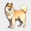 Akita Dog Sticker In Flat Shading Style