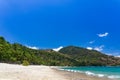 Aninuan beach, Puerto Galera, Oriental Mindoro in the Philippines, white sand, coconut trees and turquoise waters, landscape view