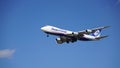 ANippon Cargo Boeing 747 Plane Approaches ORD Royalty Free Stock Photo