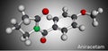 Aniracetam molecule. It is nootropic drug used to ameliorate memory, attention disturbances. Molecular model. 3D rendering Royalty Free Stock Photo