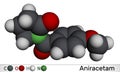 Aniracetam molecule. It is nootropic drug used to ameliorate memory, attention disturbances. Molecular model. 3D rendering Royalty Free Stock Photo