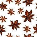 Anise Star Seamless Endless Pattern. Spice and Flavor Mulled Wine Cocktail Ingredient. Cooking or Aromatherapy. Hand Drawn vector.