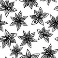 Anise Star Seed Seamless Endless Pattern. Seasonal Food Background. Spice and Flavor Mulled Wine Cocktail Ingredient. Cooking or A