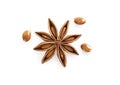 Anise star with anise seed on white Royalty Free Stock Photo