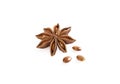 Anise star with anise seed on white Royalty Free Stock Photo