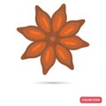 Anise star spice color flat icon