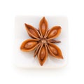 Anise star in a white bowl on white background Royalty Free Stock Photo