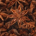 Anise stars spice closeup, abstract aromatic background