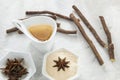 anise tea and liquorice roots on the table Royalty Free Stock Photo