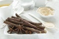 anise tea and liquorice roots on the table Royalty Free Stock Photo