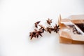 Anise tree seeds on white background