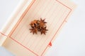 Aniseed star anise on the notebook Royalty Free Stock Photo
