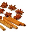 Anisetree and cinnamon sticks Royalty Free Stock Photo