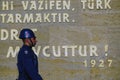 Anitkabir ceremonial guard soldier standing on duty in Ankara, Turkey