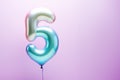 Aniversary template. Fifth birthday helium baloon. Pastel colors. Number three shape Royalty Free Stock Photo