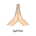Anjali Mudra / Gesture of Reverence. Vector Royalty Free Stock Photo