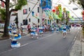 Anjo Tanabata festival., Japanese in colorful kimono dance at Anjo Tanabata Festival celebrations