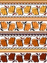 African wax or Ankara vector seamless pattern, Batic textile design with flowers in yellow, orange, red and brown