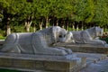 Ankara Anitkabir lion road statues close up view Royalty Free Stock Photo