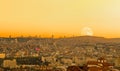 Ankara landscape from Ankara Castle in cold evening in the sunset