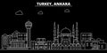 Ankara silhouette skyline. Turkey - Ankara vector city, turkish linear architecture, buildings. Ankara travel