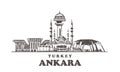 Ankara sketch skyline. Turkey, Ankara hand drawn illustration