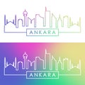 Ankara skyline. Colorful linear style. Royalty Free Stock Photo