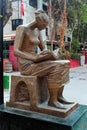 Ankara, Turkey - April 19, 2022: Human Rights Monument on Kizilay Yuksel Street, a woman reading the Universal Declaration of
