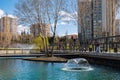 People relaxing, walking, cycling, and taking fresh air in a sunny day at park in Ankara