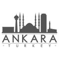 Ankara Turkey Asia Icon Vector Art Design Skyline Flat City Silhouette Editable Template Royalty Free Stock Photo