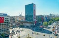 Ankara/Turkey-August 30 2019:  Kizilay square and skyscraper, Ankara capital of Turkey Royalty Free Stock Photo