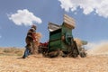 Ankara/Turkey-August 09 2020: .Traditional haymaking with tractors and thresher Royalty Free Stock Photo