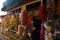 Ankara, Turkey, bazaar: Sale of dried red pepper and other spices. Old traditional market street