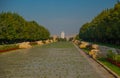 Ankara , Turkey: Beautiful square with red roses and animal sculptures in front of the mausoleum Mustafa Kemal Ataturk Royalty Free Stock Photo