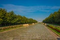 Ankara , Turkey: Beautiful square with red roses and animal sculptures in front of the mausoleum Mustafa Kemal Ataturk Royalty Free Stock Photo